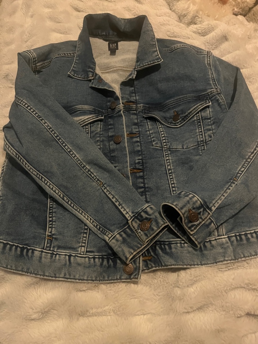 GAP Denim Jacket Youth Medium Classic Blue Jean Jacket Button Front